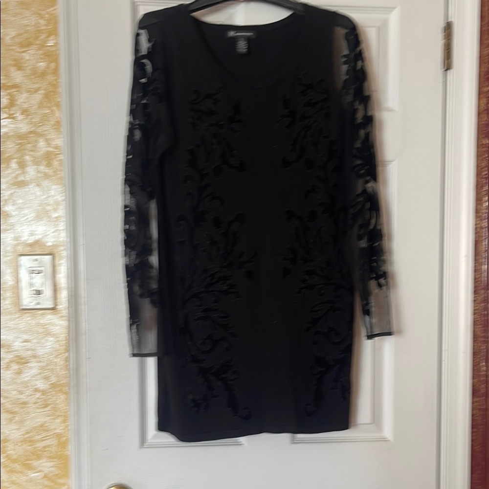 Elegant Black Sheer Sleeve Dress